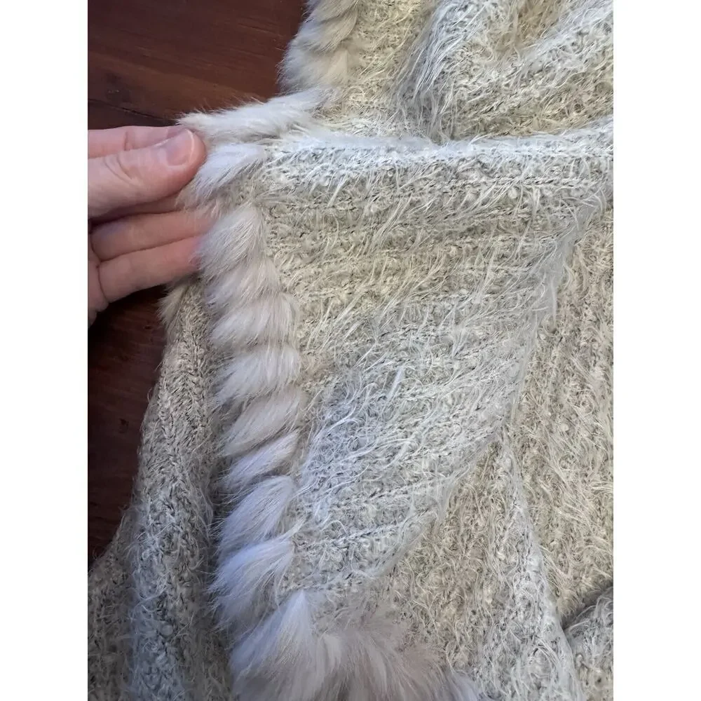 Love Token - Genuine Rabbit Fur Trim Vest - Size Small -beige - MSRP $169